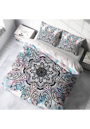 Monohome Ethnic Mandala2 3D Pamuk Saten Çift Kişilik Nevresim Tak