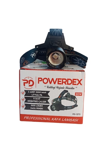 Powerdex Pd-1272 1500 Lümen Profesyonel Kafa Lambası 20w Siyah