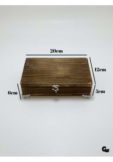 Doğal Ahşap Yakma Takı Kutusu Ahşap Saklama Kutusu Beyaz Çam Boy:20cm En:12cm Yük:6cm
