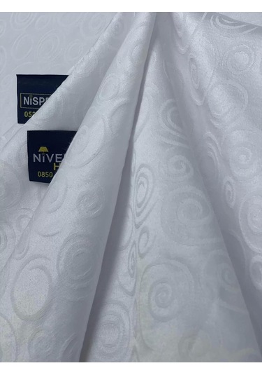 Nivemeshome 140x240 Beyaz Daire Sembol Leke Tutmaz Masa Örtüsü Beyaz