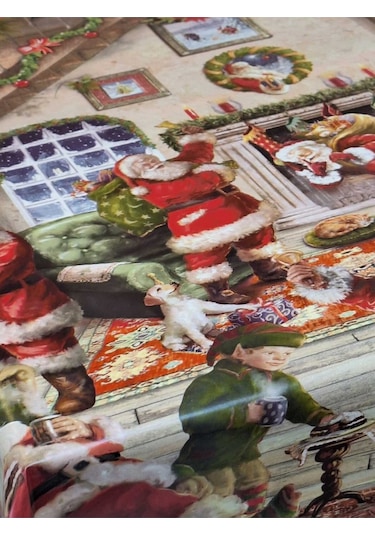 Yeni Yıl Desenli Elyaflı Pvc Masa Örtüsü Silinebilir Ve Su Geçirmez Muşamba Dkrm29c Kahverengi