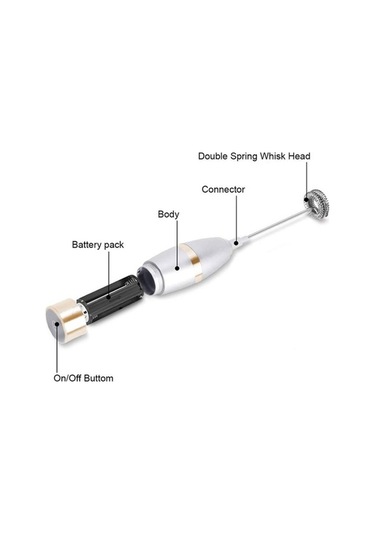 Dancemonkey 2 Adet Elektrikli Süt Köpürtücü Paslanmaz Çelik Mikser, Silikon Kapaklı Beyaz