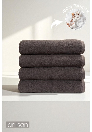 4'lü Büyük Banyo Havlusu - 90x150 Cm, 650gr, %100pamuk, Spa Ve Otel Havlusu, Günlük Kullanıma Uygun Antrasit