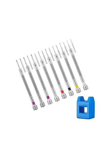 Leasetake Mikro Hassas Mücevher Tornavidası 0.6-1.6mm 8 Parça Saat Tornavidası Seti 8 Ekstra Yedek Bıçakla