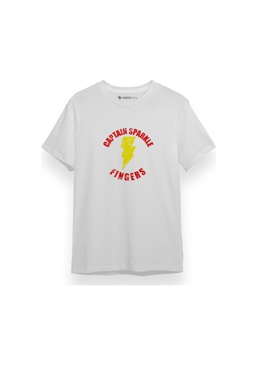 Shazam Captain Sparkle Fingers Beyaz Kısa Kol Erkek Tshirt 001
