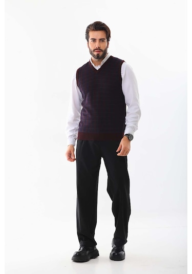 Pelikan Erkek V Yaka Yün Süveter 4p13 Bordo