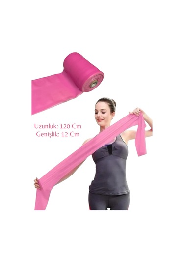 Remege Pembe Pilates Bandı Jimnastik Pilates Lastiği 120 x 12 CM Pembe