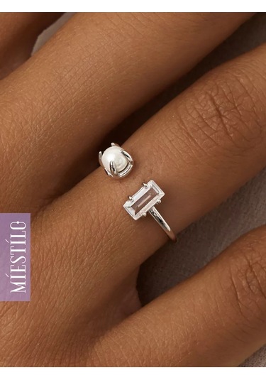 Miestilo 925 Ayar Gümüş Ayarı Ayarlanabilir Mücevher Yüzüğü 242224461 Beyaz