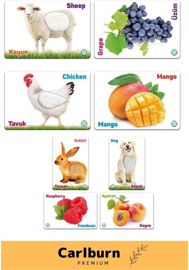 Özel Üretim Görsel Algı Eğlenceli Öğrenme Eğlenceli Dokun Hisset Çiftlik Hayvanları Ve Meyveler