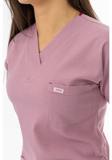 Gofre Likra Yarasa Kol Doktor Hemşire Tek Üst Forma Pembe Gfr3004 Pembe