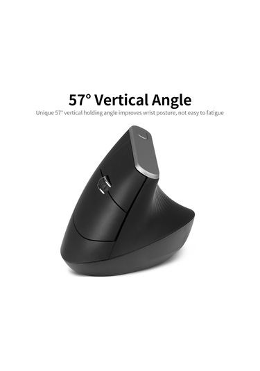 Yuntech01 57 Derece Dikey Ergonomik Mouse - 2.4g Kablosuz, 3 Seviye Dpı Ayarı 800-1200-1600 , Siyah, Usb Alıcı, Pil Dahil Değil