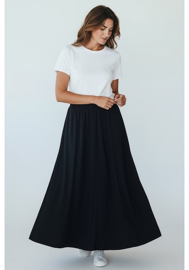 Kadın Beli Lastikli Kalın Kışlık Balık Etek Lacivert