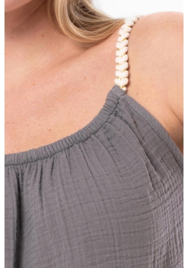 Askılı Alaçatı Yazlık Müslin Bluz Gri Gri-gri Gri