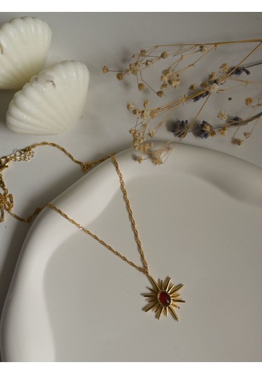 Handmade Pirinç Üzeri Altın Kaplama Kuzey Yıldızı Kadın Kolye-kahverengi Sevgiliye Hediye Altın