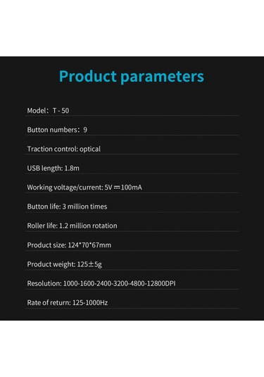 Reedark T-50 Dikey  Kablolu  9 Tuş Rgb Optik  6 Vites DPI Ergonomik Tasarım Siyah