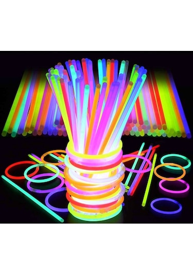Neon Glow Stick Işıklı Fosfor Çubuk Işıklı Bileklik 200 Adet Işıklı Kolye Işıklı Çubuk Neon Işık Çok Renkli