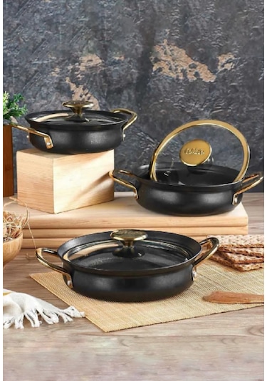 Oms Bakraç Granit Sahan Seti Siyah 3724