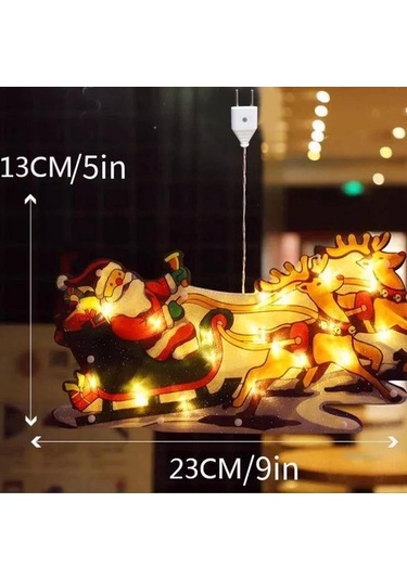 3d Noel Baba Ve Geyikli Duvar Işığı, Fişli Ağaç Süsü, Günışığı Renkli Yılbaşı Noel Ev Dekoru Süsleme Gün Işığı - Sarı