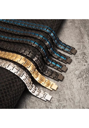 El Zinciri Enerji Sağlığı Germanyum Manyetik Bilezik Siyah Altın - Gold