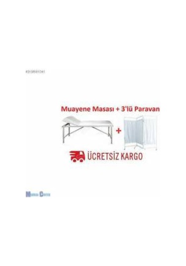 Abc Derm Muayene Masası + Paravan  3'lü + Eskabo + Serum Askısı Revir Seti