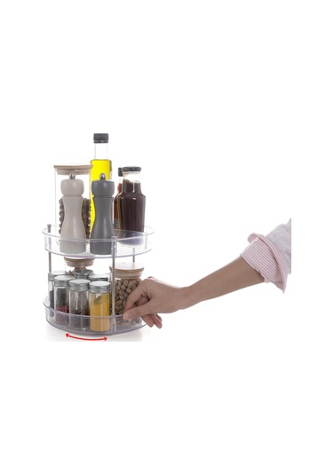 Primanova Elpida İki Katlı Şeffaf Döner Raf Baharat Stand