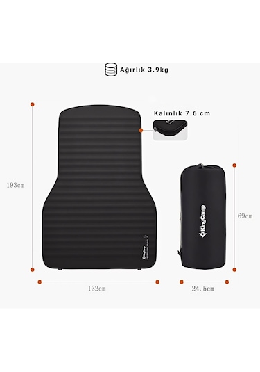 Kingcamp Camper Car 3d Duo Tesla Ve Suv Araçlara Uygun Şişme Mat Siyah