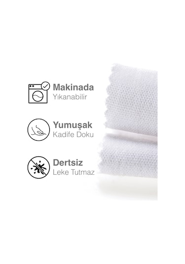 Kadife Dokulu Beyaz Renk Daily Series Runner 40 X 140 Beyaz