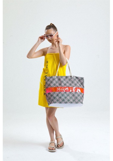 Monte Lui 1301-1 Plaj Çantası Desenli Yeşil