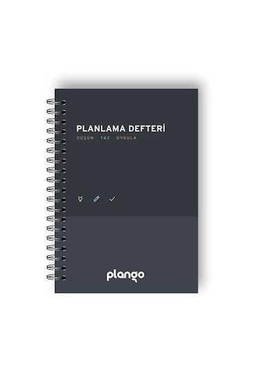Plango Siyah - Gri Günlük Planlayıcı Defter - Daily Planner