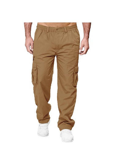 Erkek İlkbahar Ve Sonbahar Düz Paça Düz Renk Kargo Pantolon Günlük Çok Cepli Uzun Pantolon Bol Kesim Açık Hava Fitness Pantolonu Koyu Haki Erkek İlkbahar Ve Sonbahar Düz Paça Düz Renk Kargo Pantolon Günlük Çok Cepli Uzun Pantolon Bol Kesim Açık Hava Fitness Pantolonu Koyu Haki