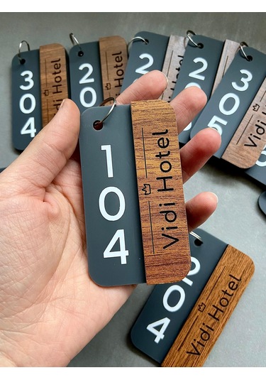 Yönline 2 Adet Anahtarlık, Otel, Pansiyon, Yurt, Butik, Bungalov Otel