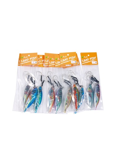 10 Renk/set Hengjıa Demir Plaka Kurşun Balık Kukla Yem Yavaş Marş Deniz Balıkçılığı Lures, Model: 40g