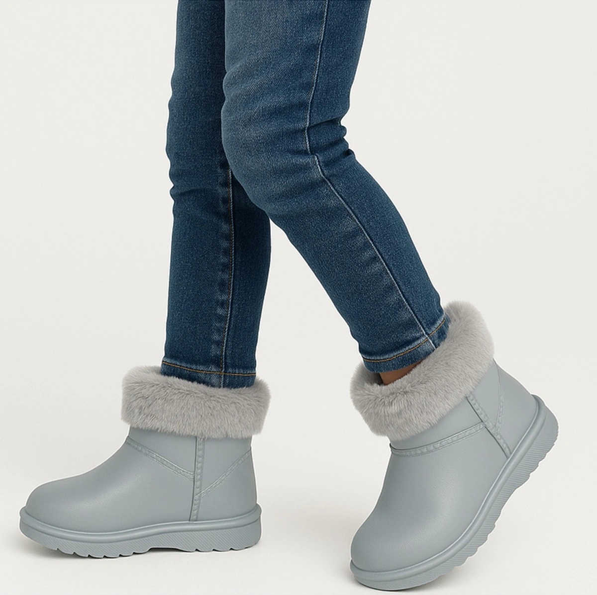 Çocuk Kışlık Kar Yağmur Botu Su Geçirmez, Peluş Astarlı, Eva W10290-225 Tokio Borreguito Modeli Gri