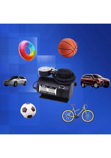 Boatshop1 Siyah Taşınabilir 12v Araba Hava Kompresörü Suv Motosiklet İçin Ağır Hizmet Tipi Lastik Şişirici Siyah-