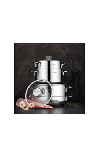 Amboss Cool 8 Parça Cam Kapaklı Çelik Tencere Seti