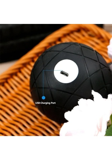 Dm 3d Titreşimli Yoga Topu - Kas Gevşetme, Masaj, Fitness, Şarj Edilebilir Silikon El Topu Siyah Gri Gri - Siyah