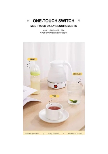 White 0.6l Mini Katlanır Su Isıtıcısı Taşınabilir Su Isıtıcı