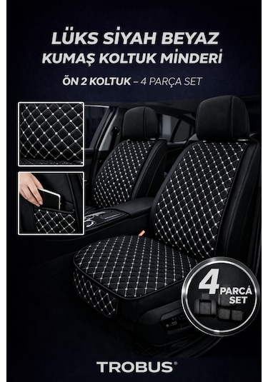 Volkswagen Passat Uyumlu 5 Parça Terletmez Kumaş Koltuk Minderi Siyah Beyaz