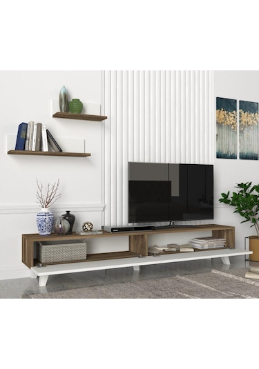 Dekorister Amerika Tv Ünitesi Beyaz-Ceviz