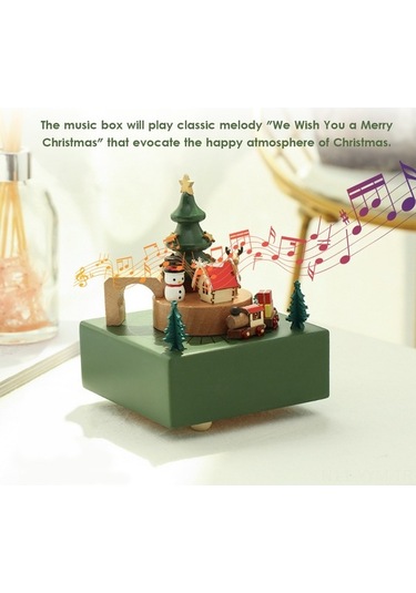 Novahub Noel Trenli Mekanik Müzik Kutusu - Kurmalı Hareketli Dekoratif Hediye, Küçük