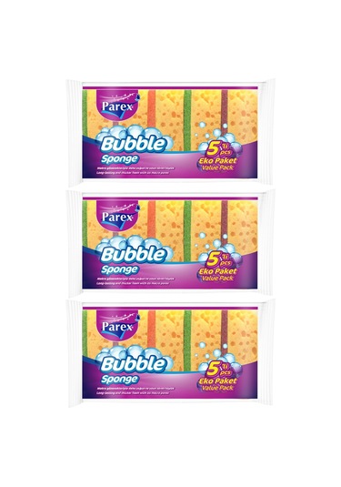Bubble Sünger Düz 5'li Üçlü Set