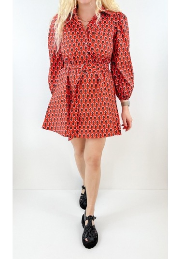 Modaonna Geometrik Desenli Narçiçeği Elbise Narçiçeği