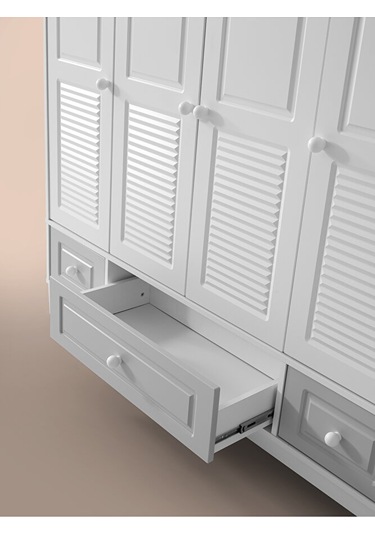 Lorena 4 Kapılı Dolap, Bebek ve Genç Odası Dolap Beyaz - Gri