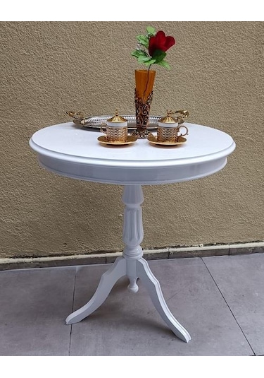 Fiskos Sehpa Eko 90502 Baba 3 Ayak 60cm Hareketli Mdf Tabla Parlak Beyaz El Yapım