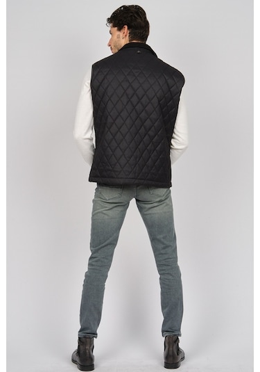 Daynax Erkek Cep Detaylı Baklava Desenli Yelek 492700 Siyah Siyah