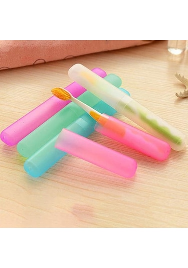 Pembe Yeni Taşınabilir Seyahat Yürüyüş Kamp Diş Fırçası Tutucu Kılıf Tüp Koruyucu Kapak Kutusu Pembe