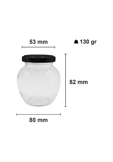 210 Ml Metal Siyah Kapaklı 210 Cc Cam Konserve Yumurta Kavanoz 6 Adet