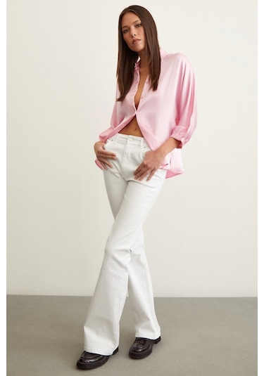 Never More Fakir Kol Saten Gömlek Pembe