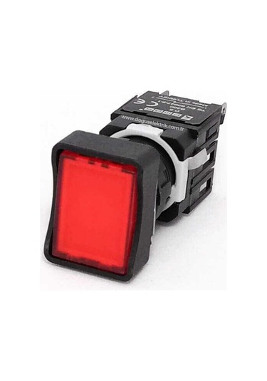 Emas D200DDK D Serisi Plastik 1NC Yaylı Dikdörtgen Düz Kırmızı 16 mm Buton