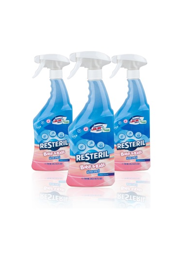Resteril Doğal Alkolsüz Bebek Dezenfektan Su Bazlı Çocuk Alanı Spreyi 3 x 750 ML